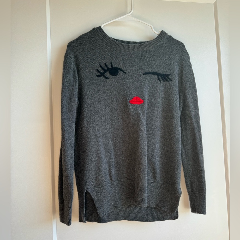 Kate Spade Grey Wink Face Sweater